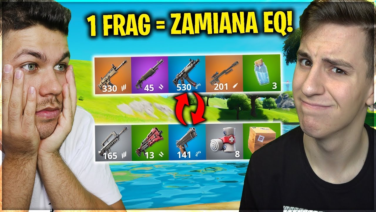 CO FRAGA ZAMIENIAMY SIĘ EKWIPUNKIEM Z JACOBEM W FORTNITE! *ciężki challenge* xD