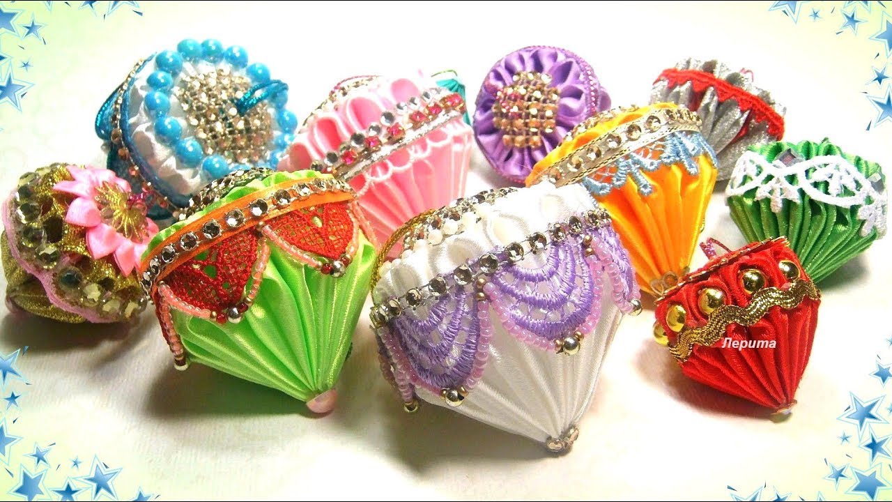 Новогодние елочные игрушки из лент / diy christmas ornaments