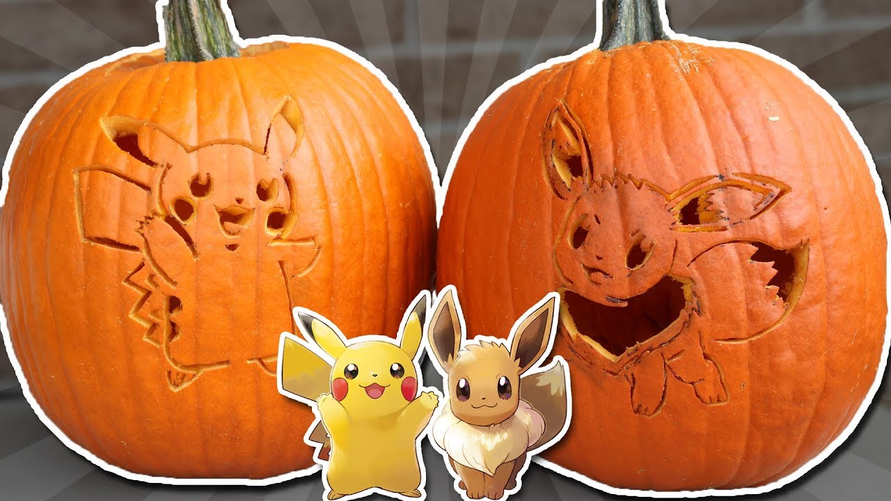EASY PIKACHU & EEVEE PUMPKINS! 🎃(Pokemon Halloween DIY)