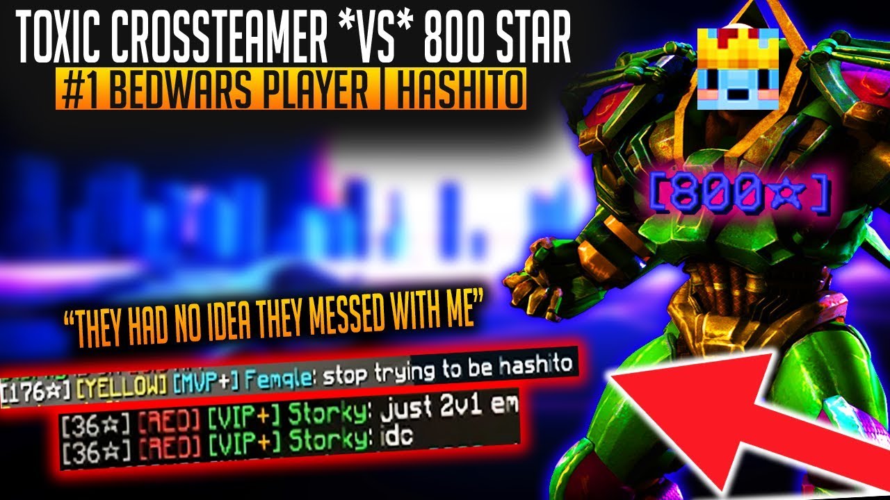 HASHITO *VS* TOXIC BEDWARS TRYHARD CROSSTEAMER! (Hypixel Solo Bedwars)