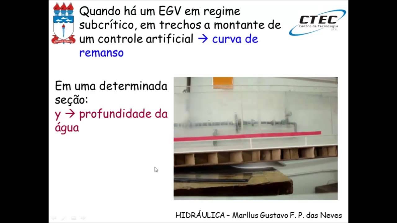 Vídeo-aula 43: Introdução ao escoamento gradualmente variado (EGV)