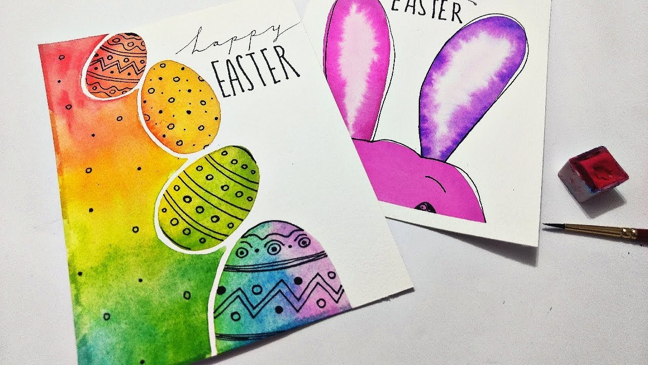 QUICK and EASY easter cards for spring » Fun and easy easter cards for beginners in WATERCOLOR