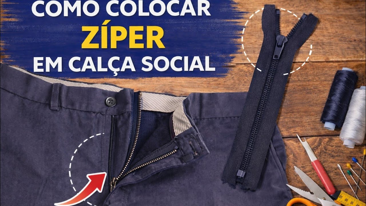 Trocando Zíper de Calça Social (Para Iniciantes)#costurafaceis #ziper 