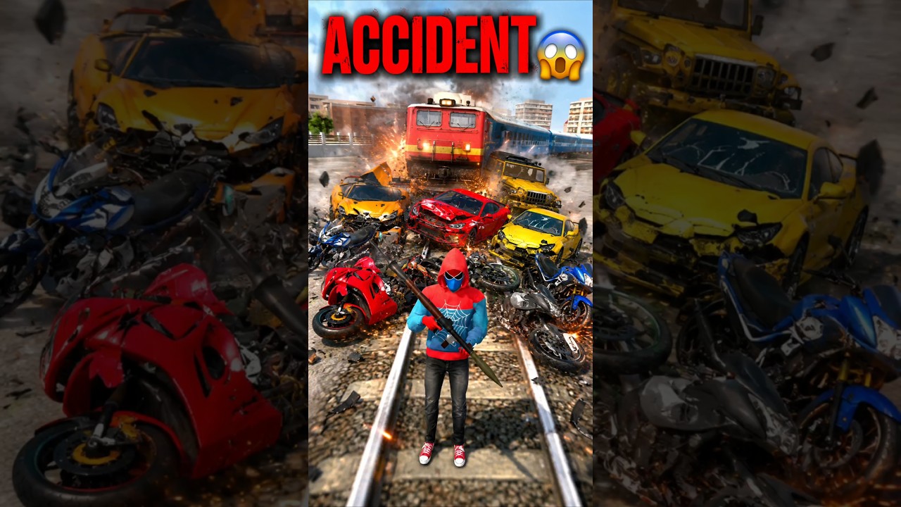 🚂💥 Train vs Supercars Accident 😱🔥#gta #india #gaming #games #shorts