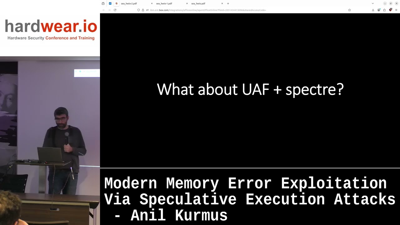 Hardwear.io NL 2025: Modern memory error exploitation via speculative execution attacks: Anil Kurmus