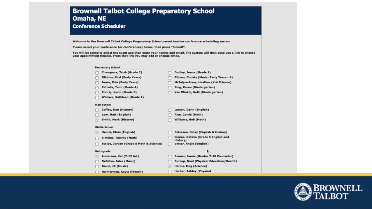 Scheduling a Parent Teacher Conference