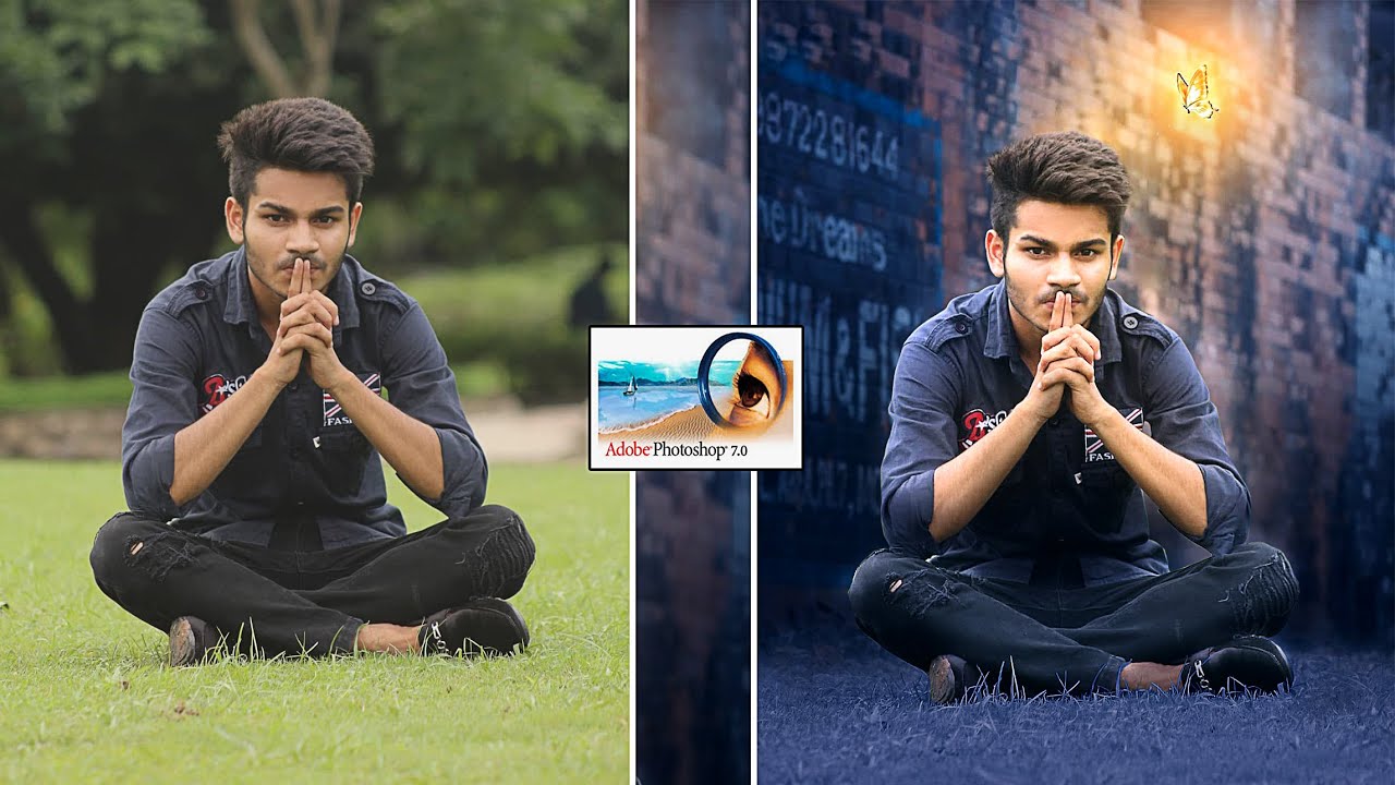 Photoshop 7.0 Photo Editing - New Glowing Butterfly Lighting Photo Editing in Photoshop 7.0