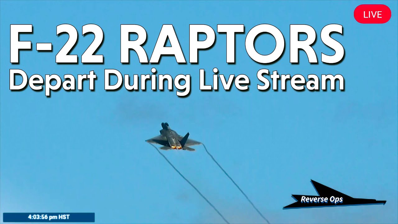 F-22 Raptors Depart Hickam AFB During Live Stream - Plane Spotting HNL PHNL in Hawaii