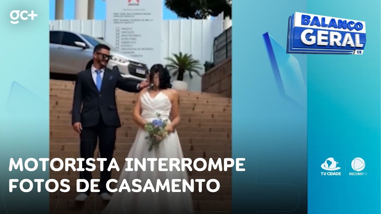 Motorista interrompe fotos de casamento | Balanço Geral CE