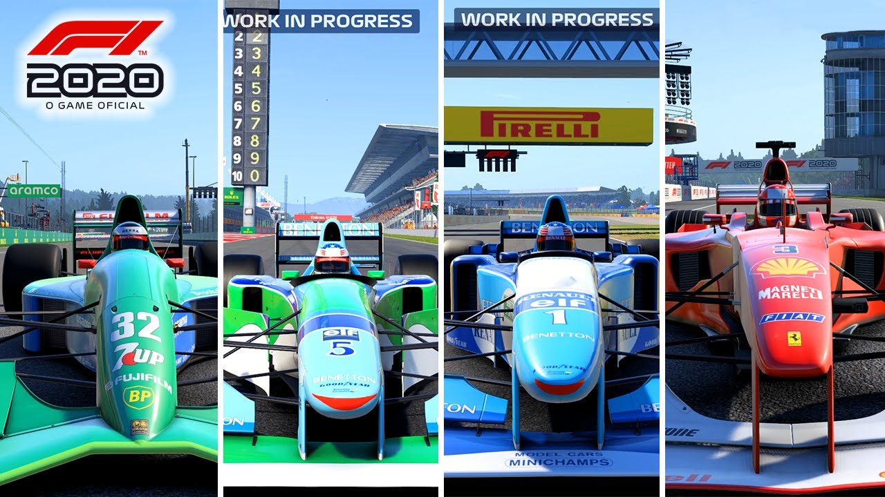 F1 2020 - TESTEI OS CARROS DO SCHUMACHER + SOM DOS MOTORES DE 2020!