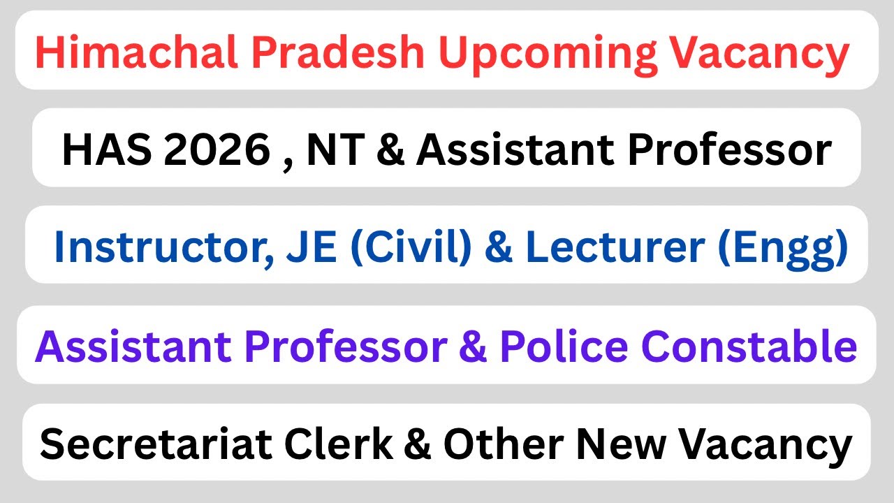Himachal || HAS, NT, JE (Civil), Lecturer, Clerk Vacancy Update || Let’s Study ||