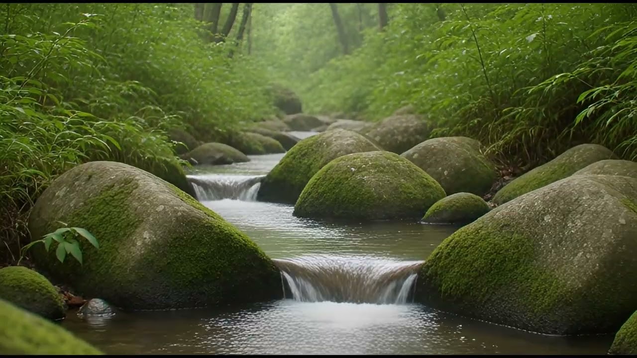 Relaxing Forest Rain Loop - Gentle Rainfall, Stream Sounds & Calm Ambience