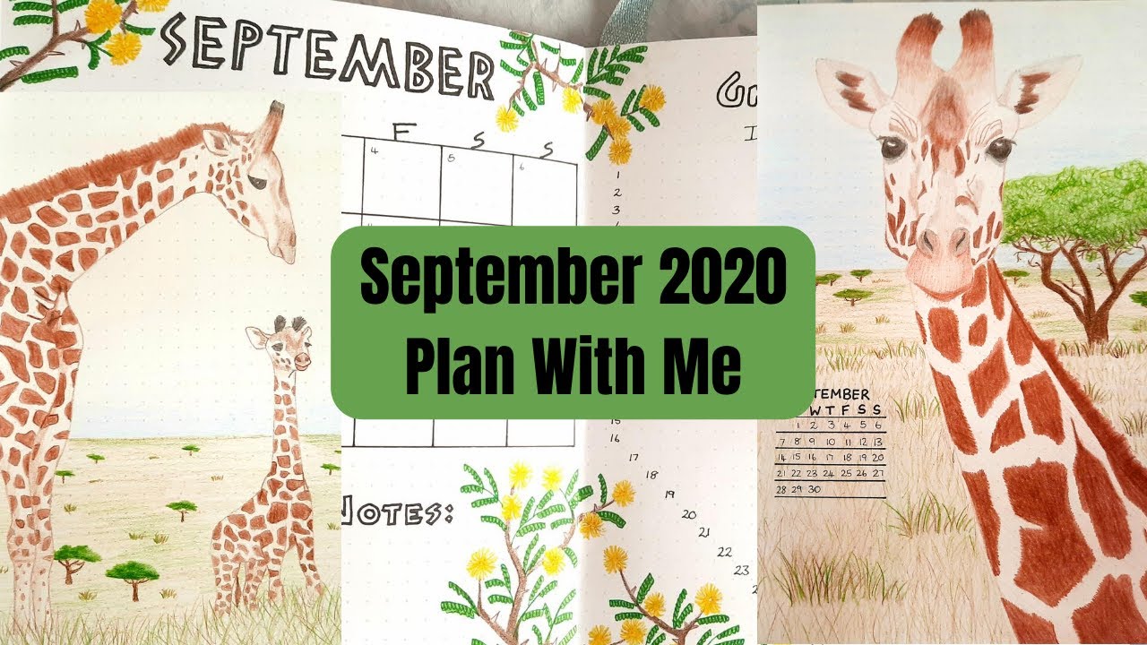 SEPTEMBER 2020 BULLET JOURNAL SETUP ~ Plan With Me ~ Giraffe Africa Theme