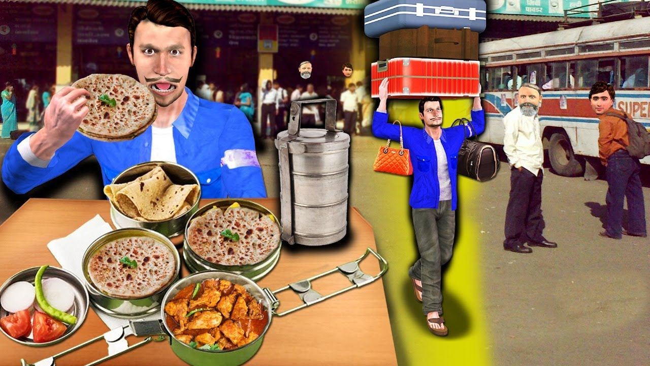 Coolie Ka LunchBox Aloo Paratha Chicken Homemade Food Hindi Kahaniya Hindi Stories New Moral Stories