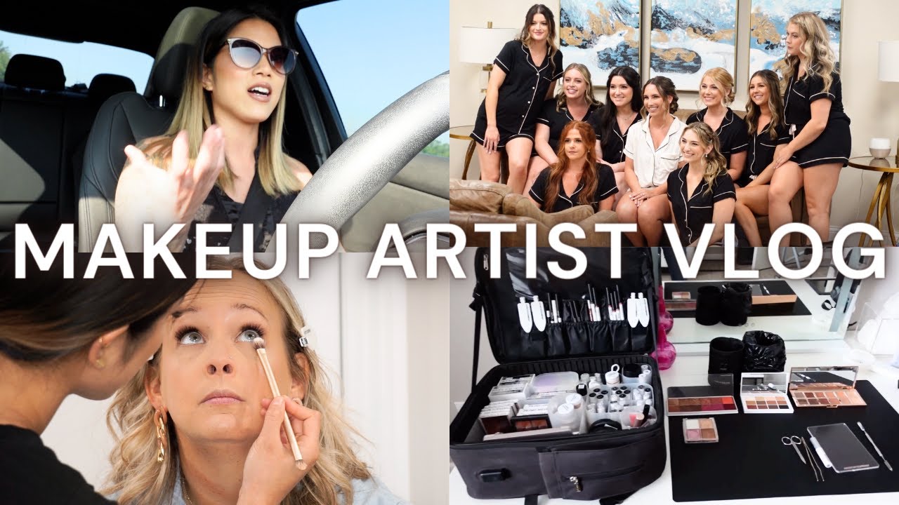 MUA VLOG: 10 person bridal party, Falscara lashes + family photos