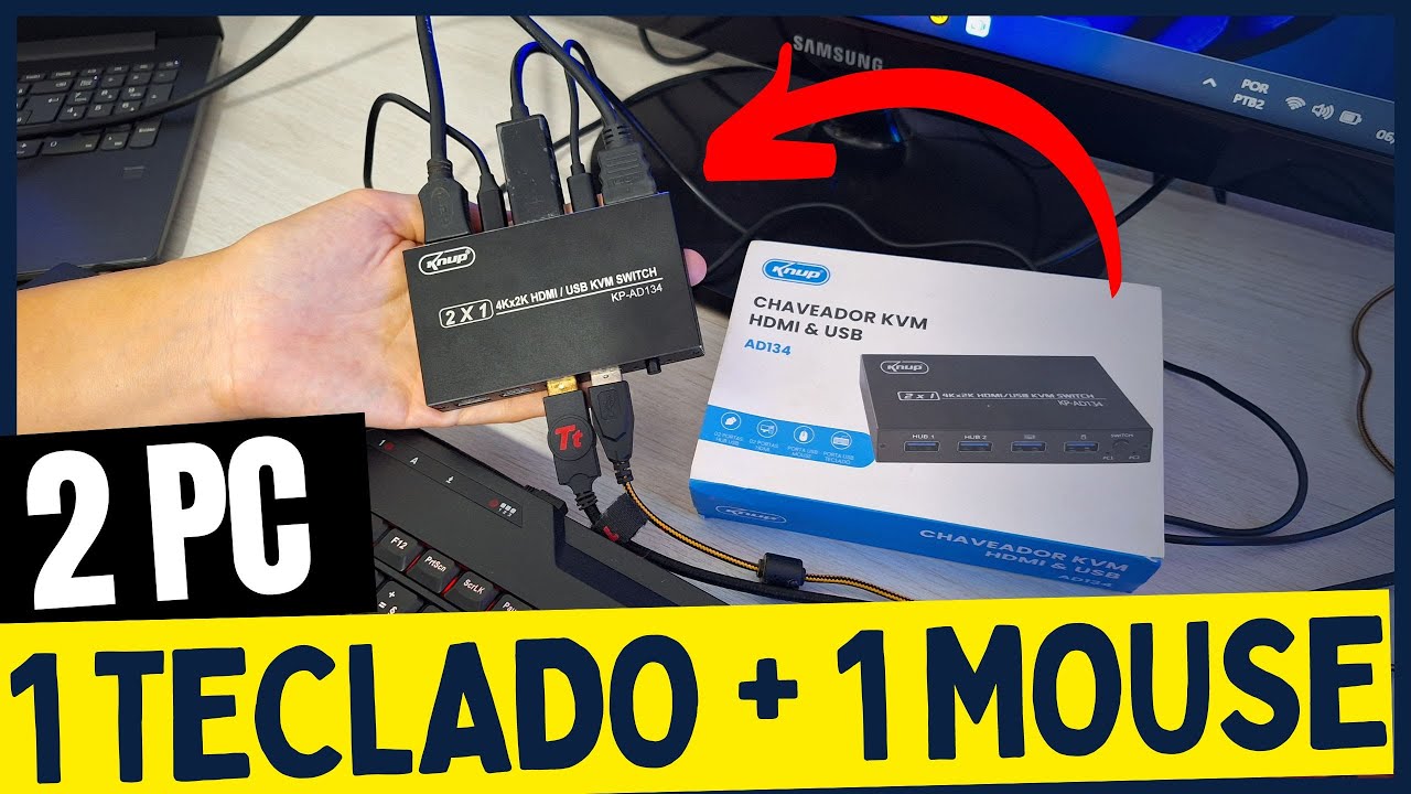 Switch KVM Hub HDMI e USB 3.0 2x1 e Chaveador - Suporte 4k!