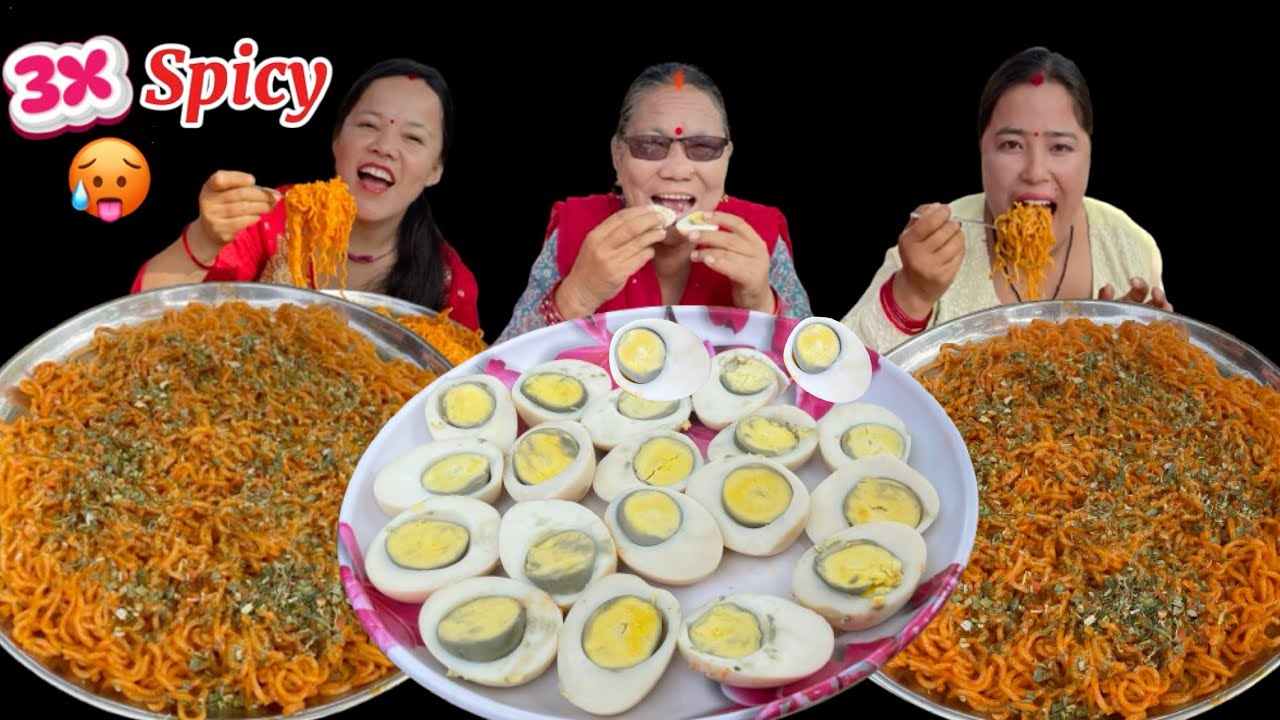 DEVILS 😈 3X SPICY 🥵 NOODLES BOILED EGG EATING CHALLENGE || Sasu Buhari Eating Challenge 