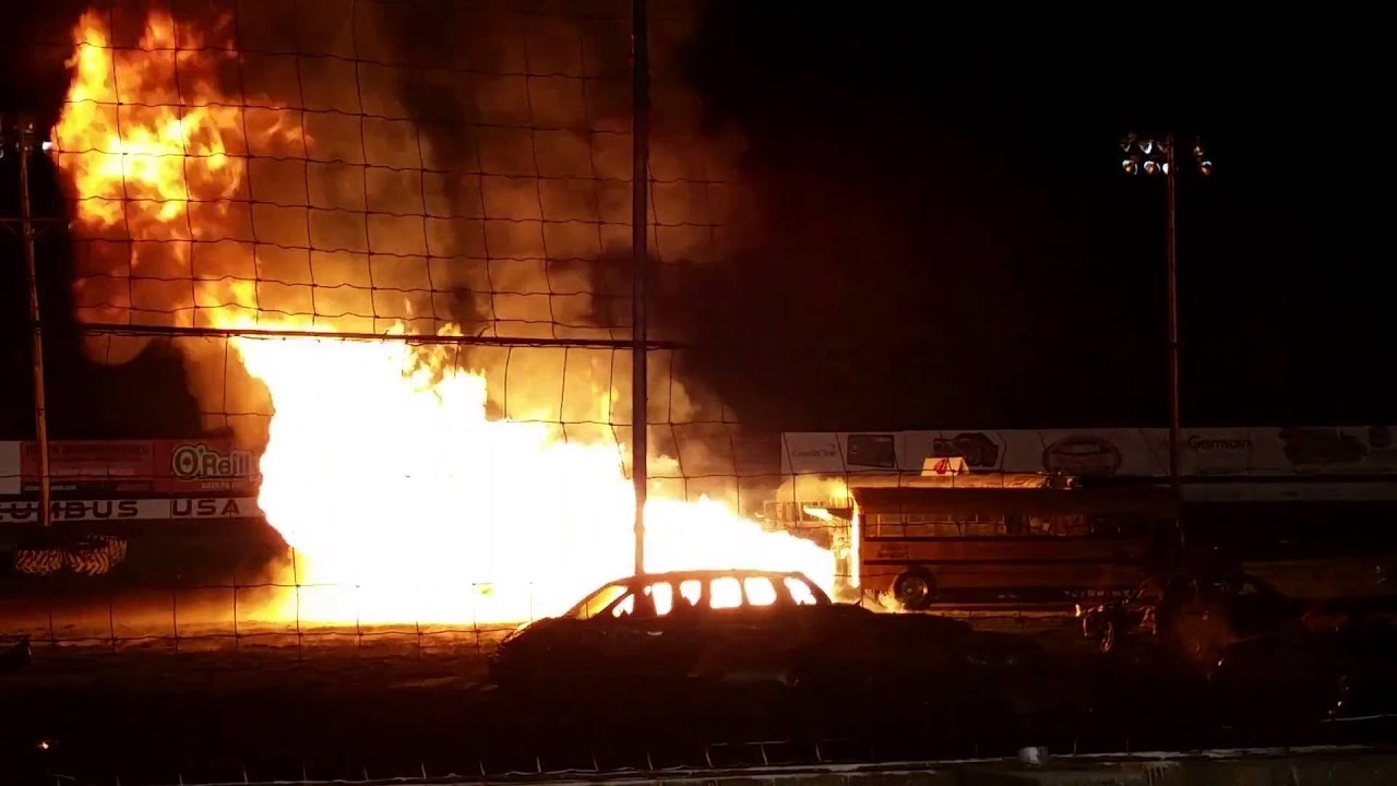 Jet powered school bus destroys minivan