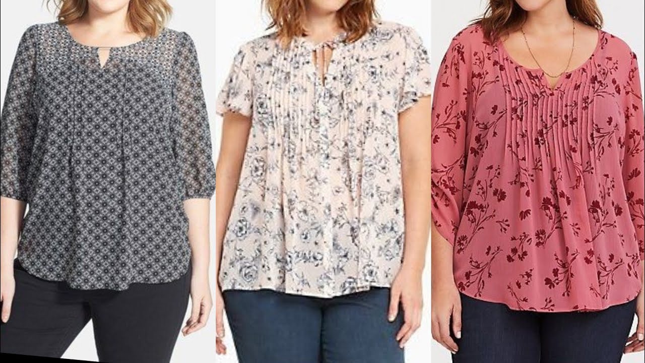 Plus size women plated style chiffon three quarters sleeve casual blouse/Shirts and top design2020