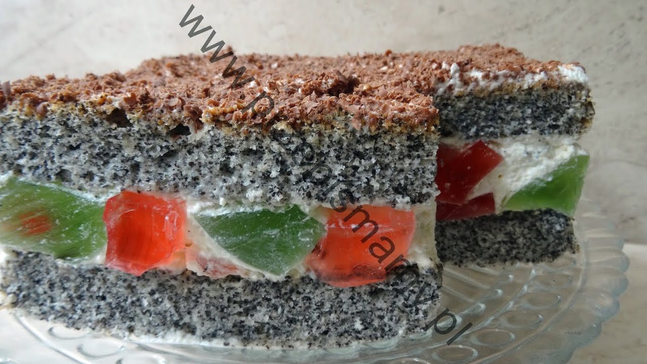 Ciasto Piegusek z kremem i galaretkami