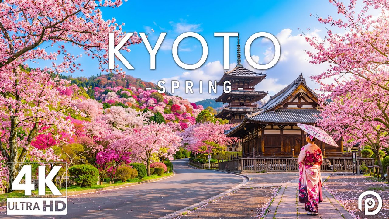 Kyoto in Spring 4K - Relaxing Music With Beautiful Natural Landscape - 4K Video UHD