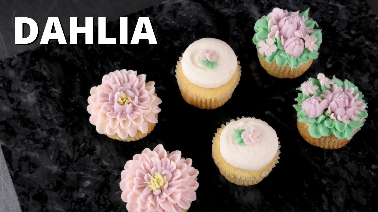 How to make a Buttercream Dahlia cupcake set  [ Cake Decorating For Beginners ]