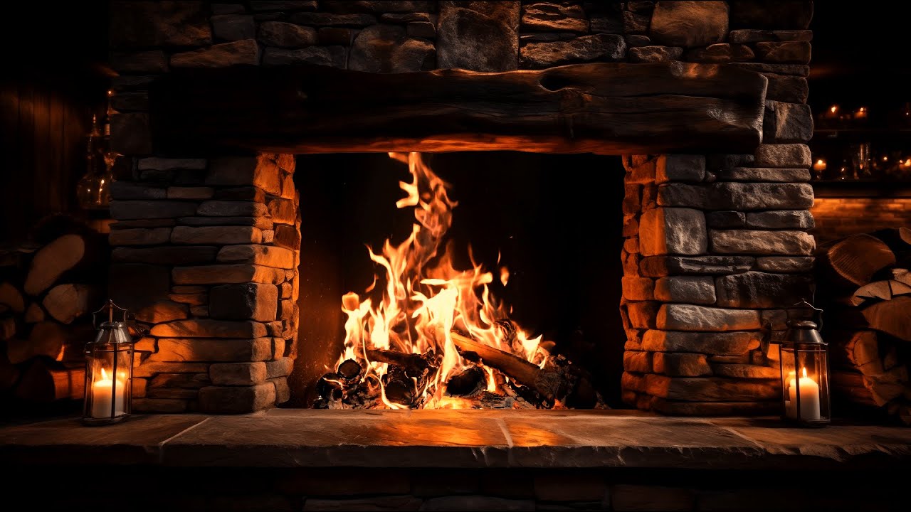 Relieve Stress with the Crackling Sound of a Cozy 4K Fireplace in a Relaxing Atmosphere
