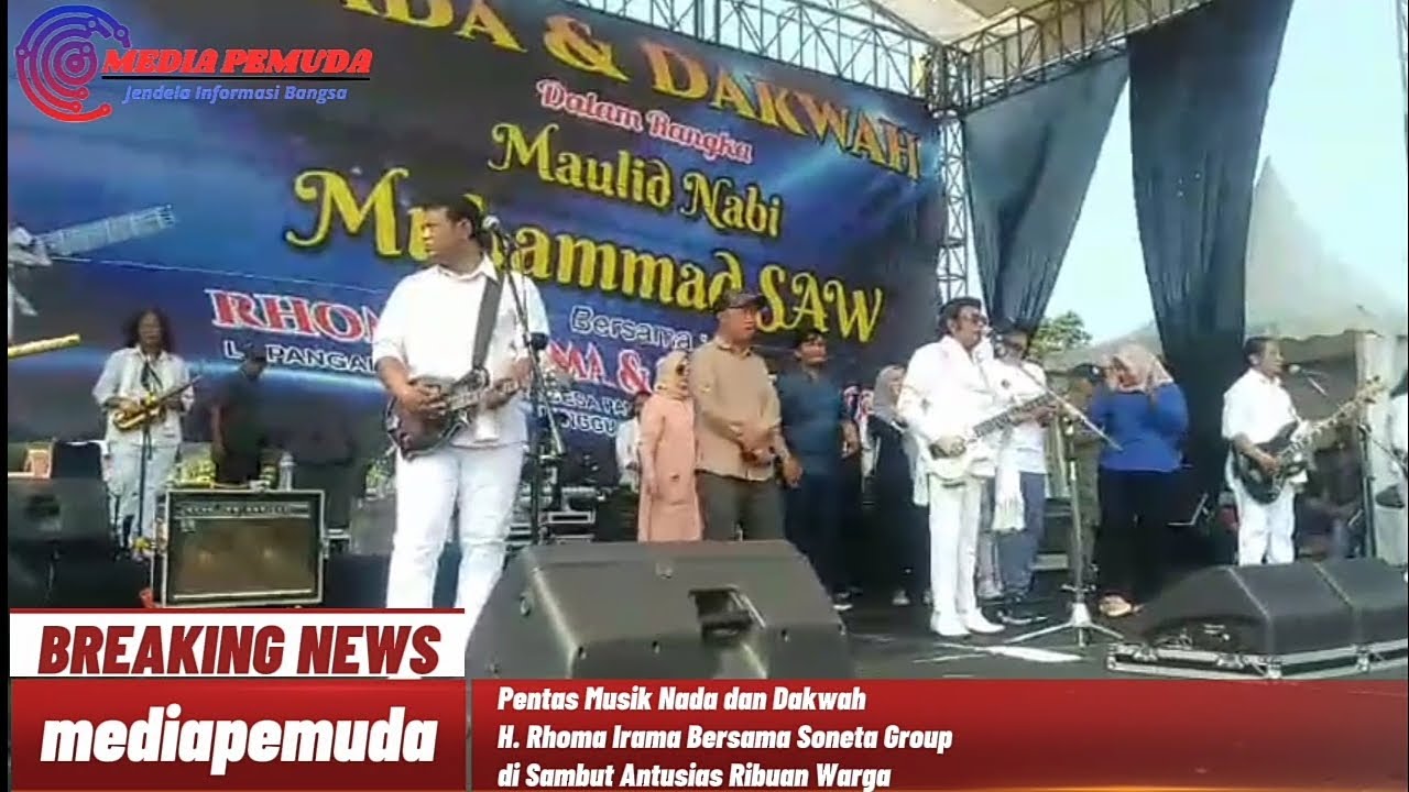 H. Rhoma Irama Dan Soneta Grup Di Sambut Antusias Ribuan Warga Panongan Palimanan-Cirebon
