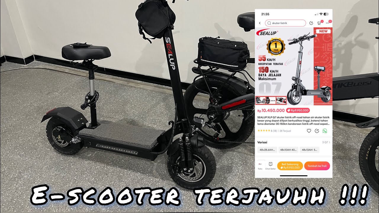Folding Escooter / SKUTER LIPAT LISTRIK !  SEALUP XLP Q7 Bisa 120-150 km SEKALI CHARGE???