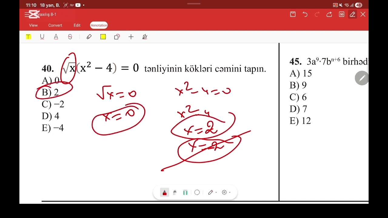 Uğur Kursu. Buraxılış -3    8-ci sinif Riyaziyyat suallarının izahı .