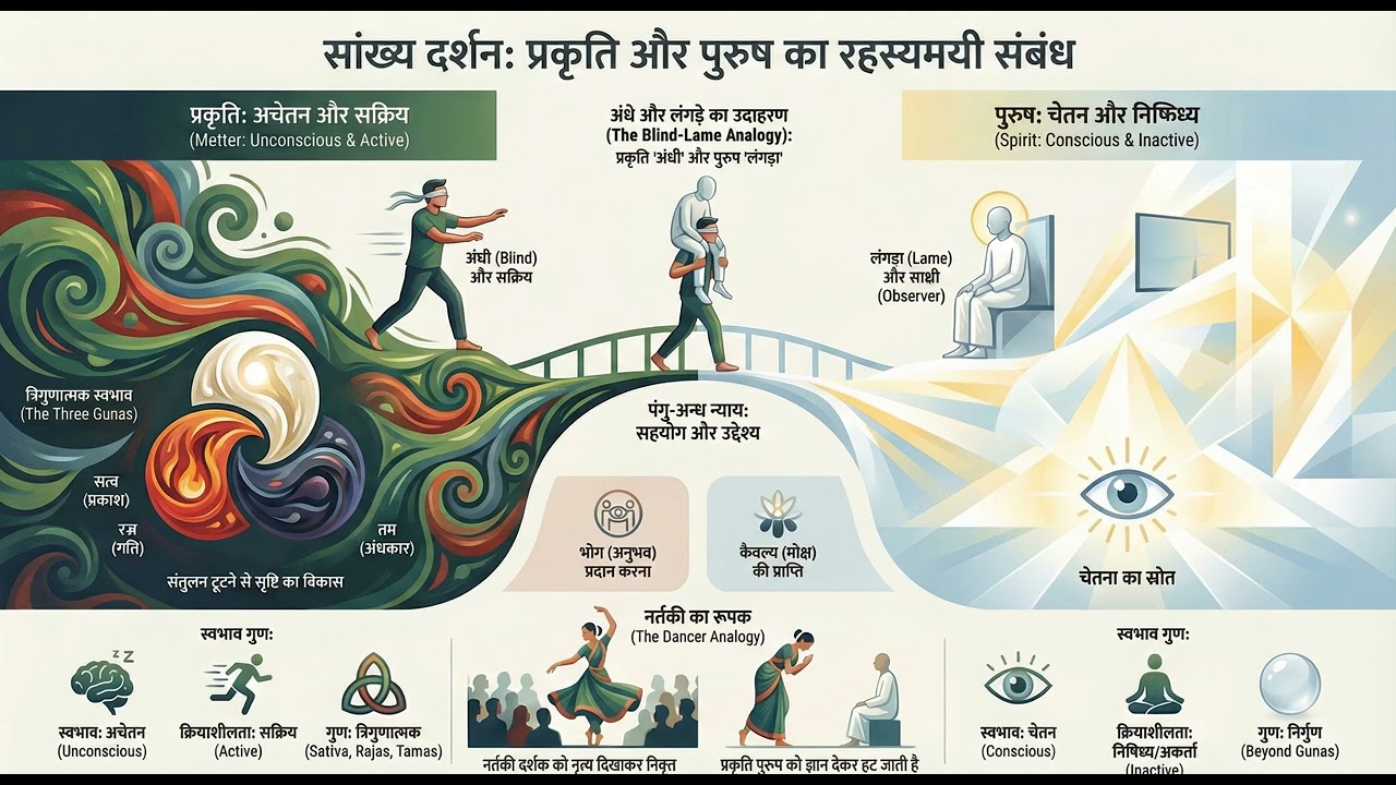सांख्य दर्शन: प्रकृति एवं पुरुष का रहस्यमयी संबंध  (The Relationship between Prakriti and Purusha)