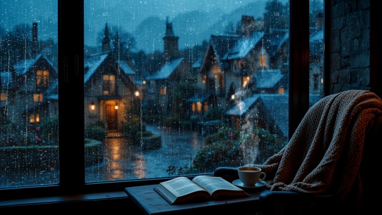 Heavy Rain in a Cozy Village Night 🌧️ – Relaxing Cottage Ambience for Deep Sleep