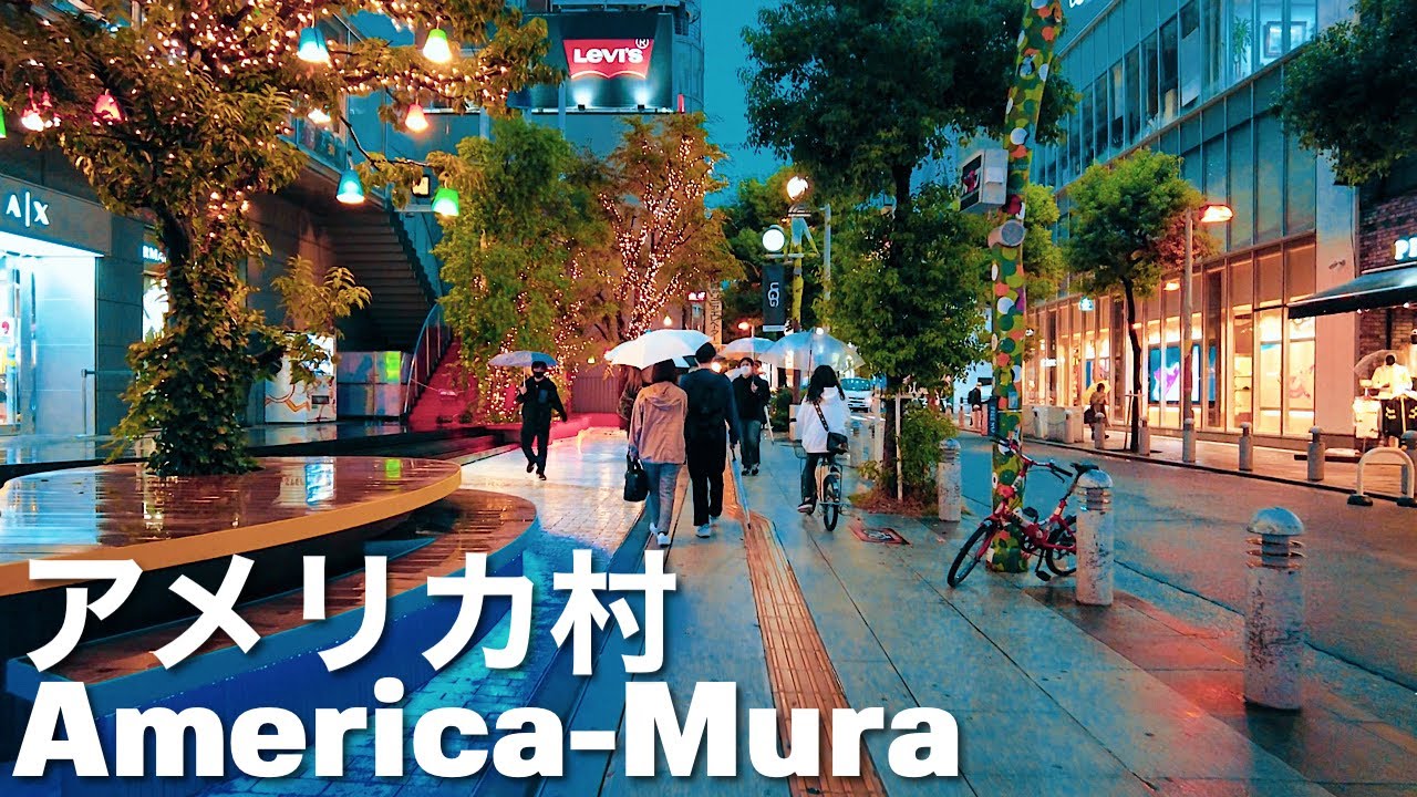 Ночная прогулка по дождливой Осаке - America-Mura DJI Pocket 2 4K Япония