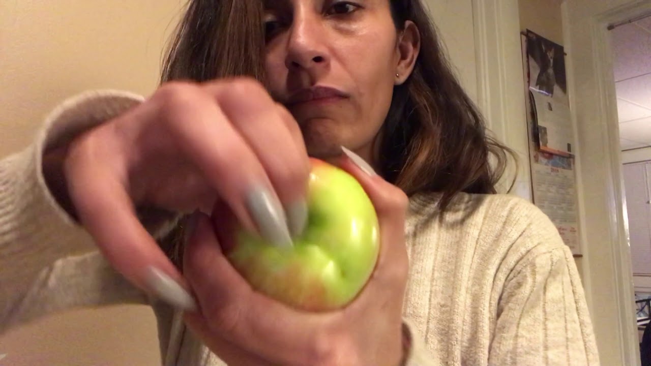 LONG NAILS, My long real nails “cutting thru some fruits” NOT A GOOD IDEA HAHA.