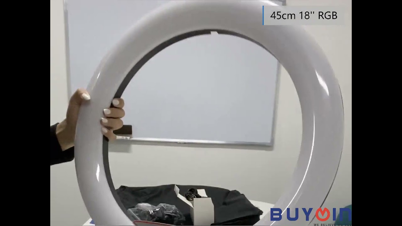 China led ring light with three phone holders Remote control RGB 18 inch ring light with tripod