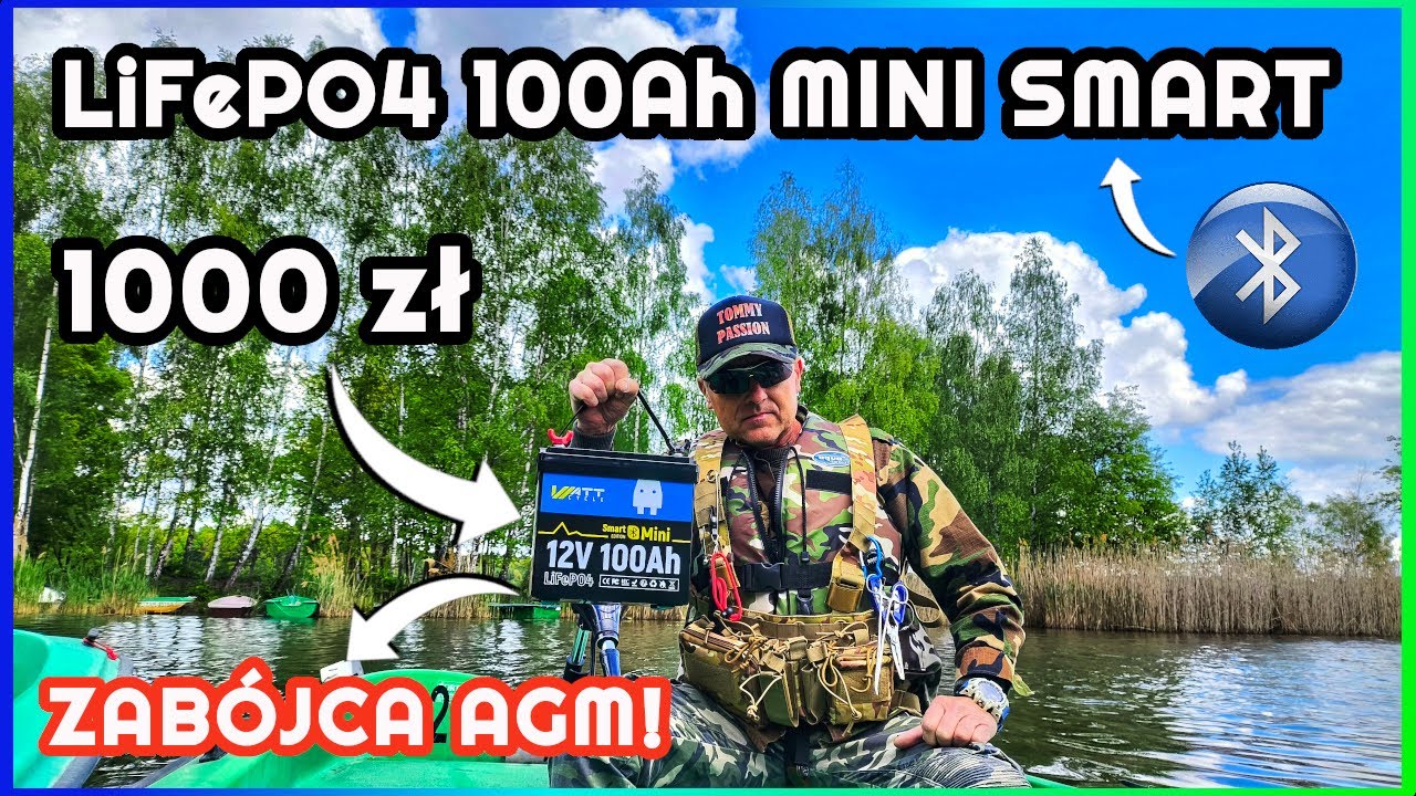 Testujemy Budżetowy LiFePO4 za 1000zł Wattcycle 100Ah Mini z Bluetooth | Spinning z łódki | Trolling