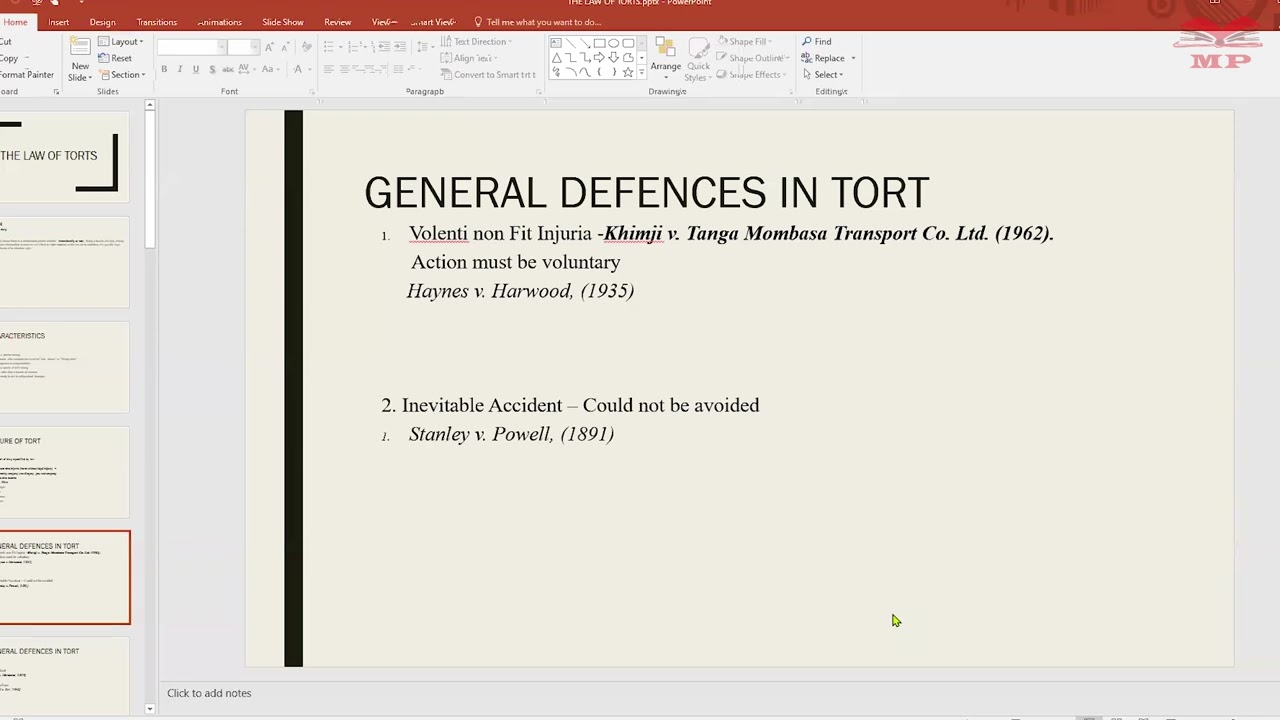 General Defenses in Torts