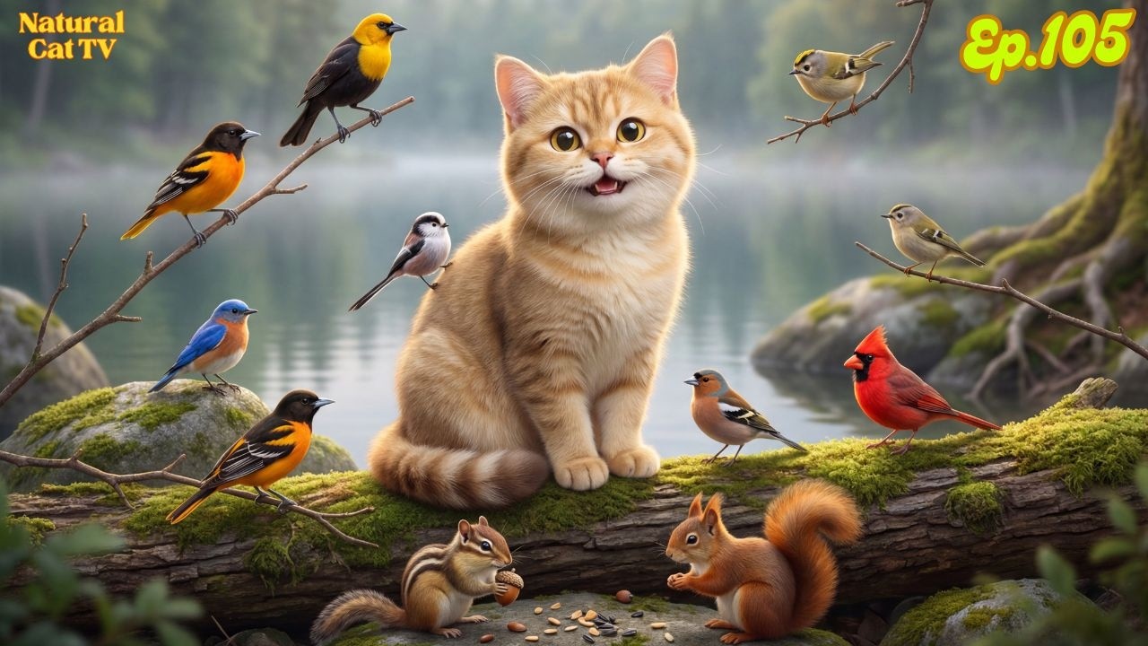 Natural Cat TV – Beautiful Birds and Chipmunks For Cats To Watch With Nature Sounds Help Cats Relax