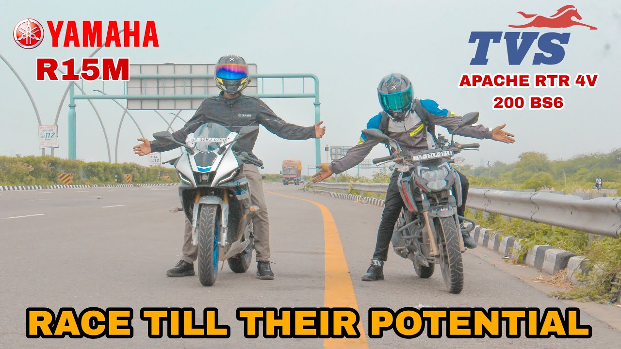 tvs apache rtr 4v 200 bs6 vs yamaha r15m [ race till their potential ]