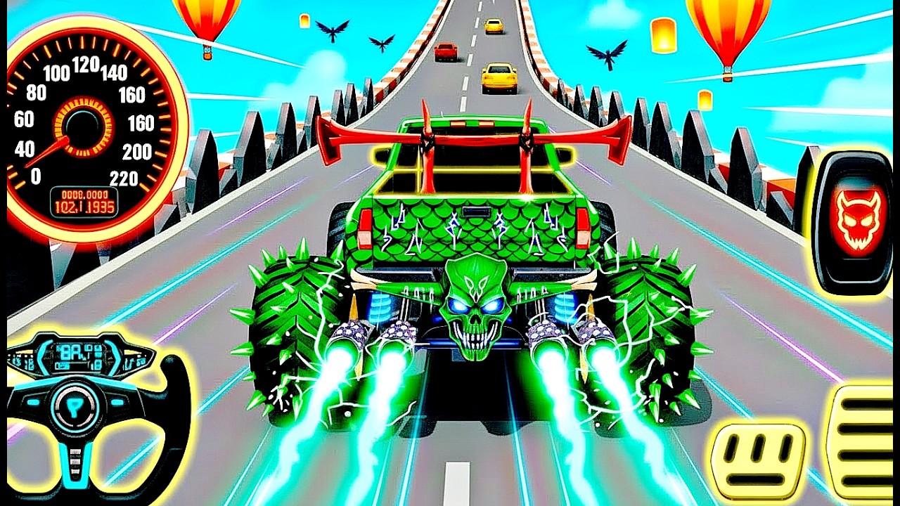Mega Ramp Monster Car Racing 3D - Extreme Car Stunts -Android Gamepla #MegaRamp #3DGames #CarRacing