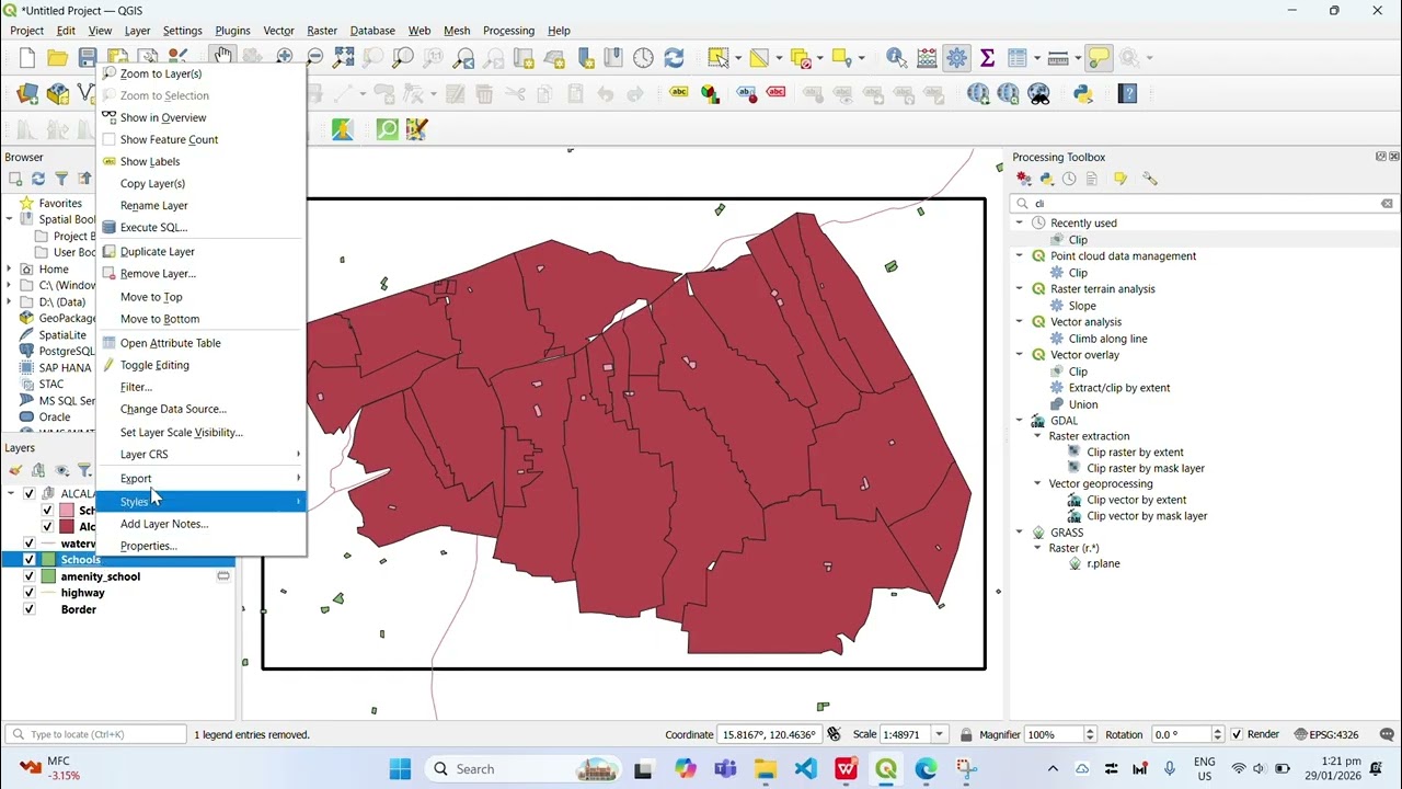How to create Municipality of Alcala shapefile from Google Earth KML file to Quantum GIS