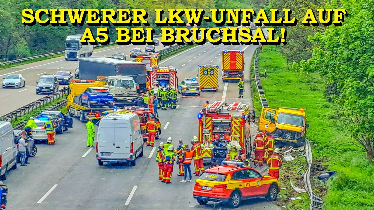 [LASTERFAHRER MIT 2,5 PROMILLE BAUT MEGA CRASH] - A5 BEI BRUCHSAL VOLL GESPERRT - | FEUERWEHR