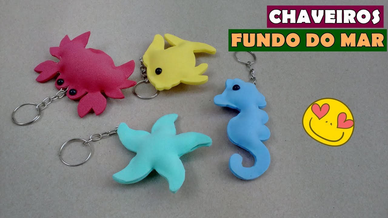Como fazer Lembrancinha Fundo do Mar🌊 Chaveiro de E.V.A 🦀 Festa fácil e econômica 🐠Animais marinhos⭐