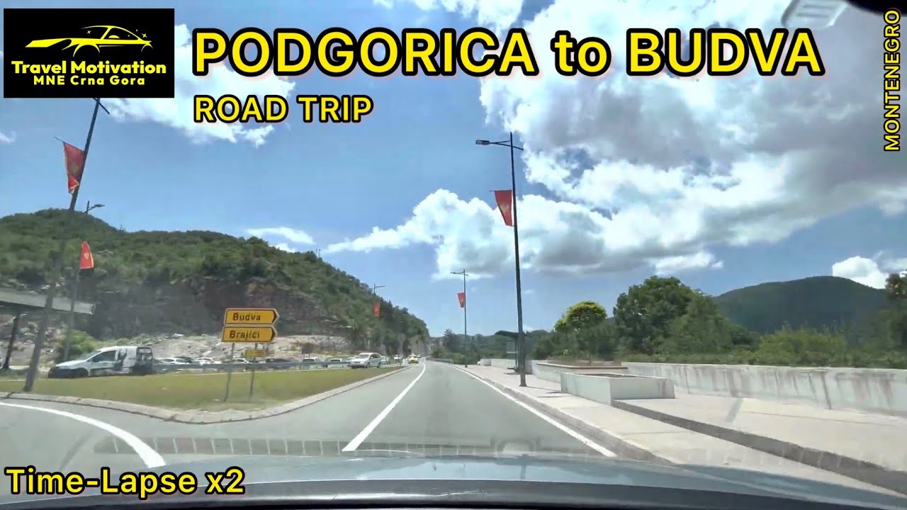 Podgorica to Budva [Road Trip in 4K] MNE Crna Gora July 2023 - Vožnja od Podgorice do Budve