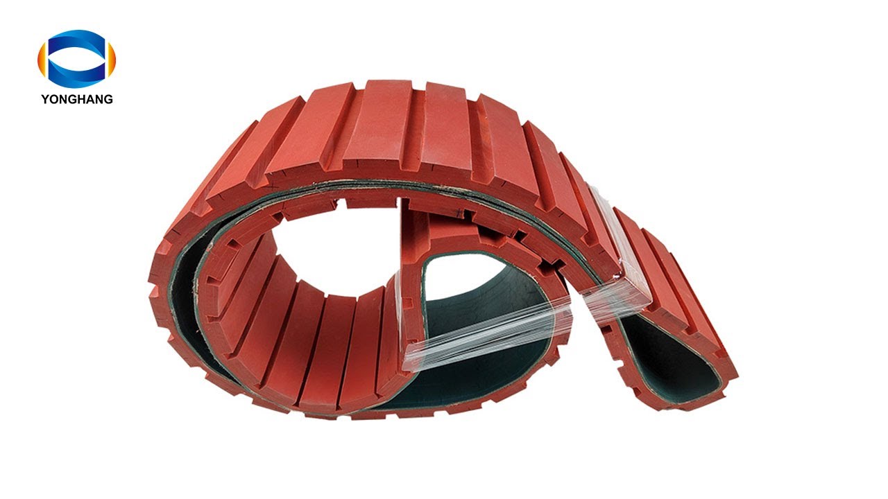 Wear-resisting Red Rubber Haul Off Caterpillar extruded Cable Puller Belts with Transverse groove