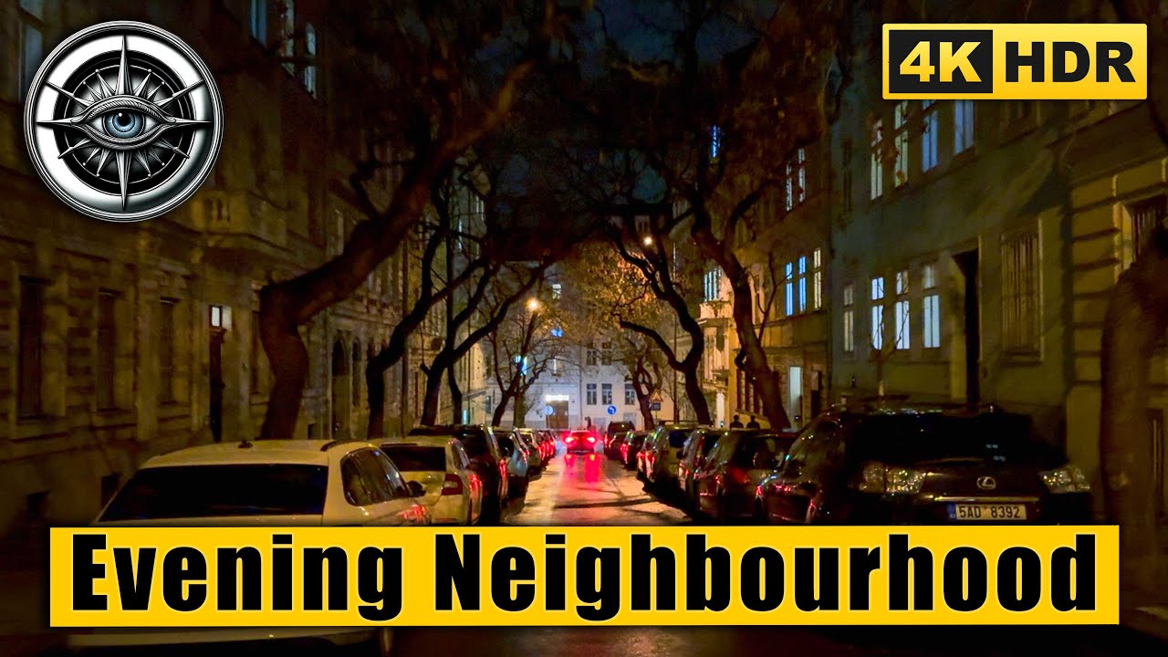 Night Walking Tour Through Prague&rsquo;s Vinohrady Neighbourhood | 4K HDR ASMR 🇨🇿 Czech Republic