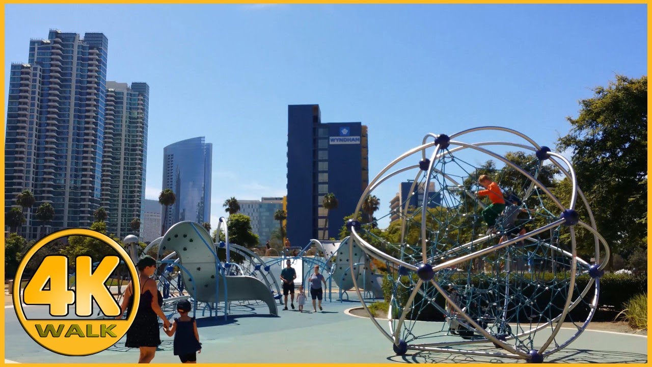Walking Tour of Waterfront Park, San Diego [4K]