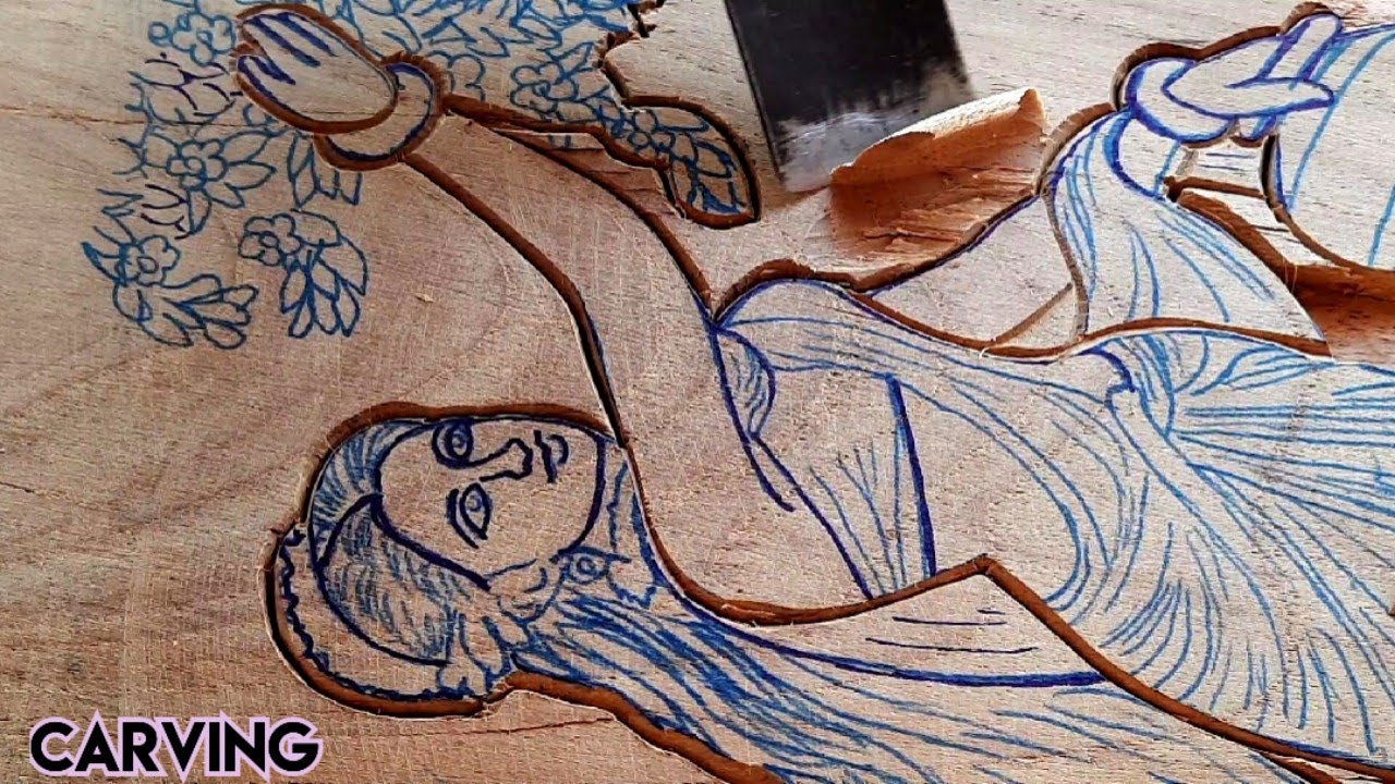 wood carving beautiful  women | Teak wood carving by UP wood art