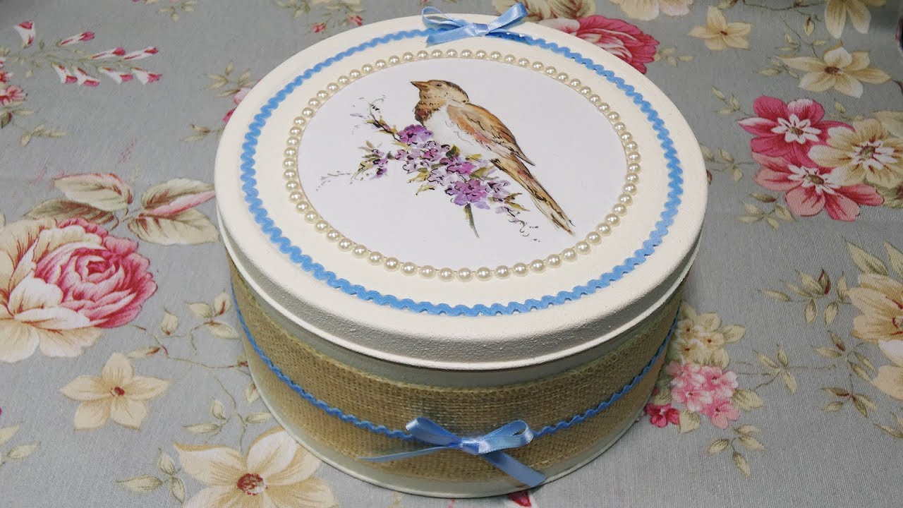 💙Lata reciclada con decoupage y pintura a la tiza - Conideade💙