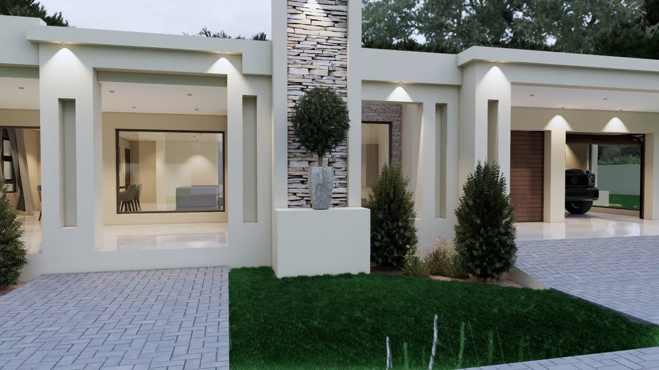 Modern Slab Roof/flat roof House Design | 3 Bedroom #southafrica #viral #houseplan #HousePlans